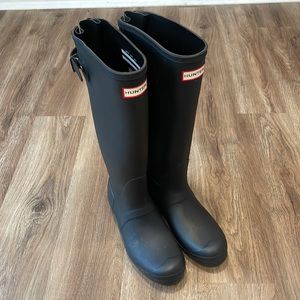 Hunter black long rain boots Size 8